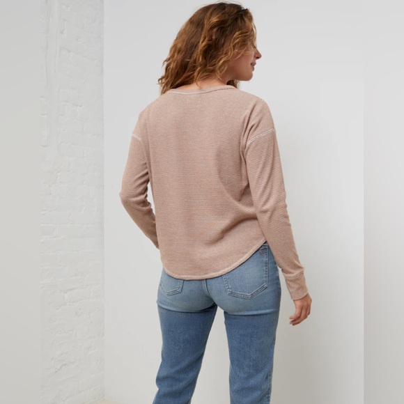 UpWest Cozy Rib Tee in Fall Stripe N222 - Picture 3 of 10